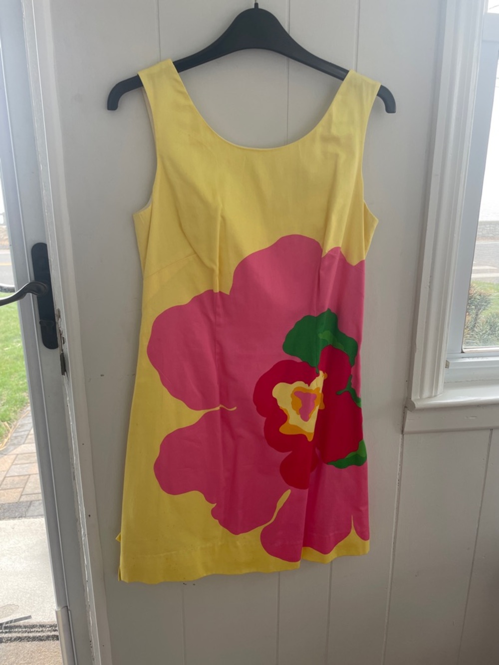 Lilly Pulitzer Yellow Shift Dress with Pink Floral Print